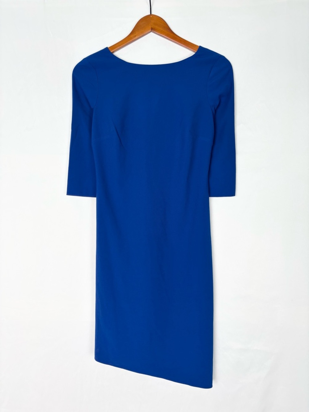NEW Halston Heritage Asymmetric Cocktail Dress 3/4 Sleeve Size 0‎ Blue